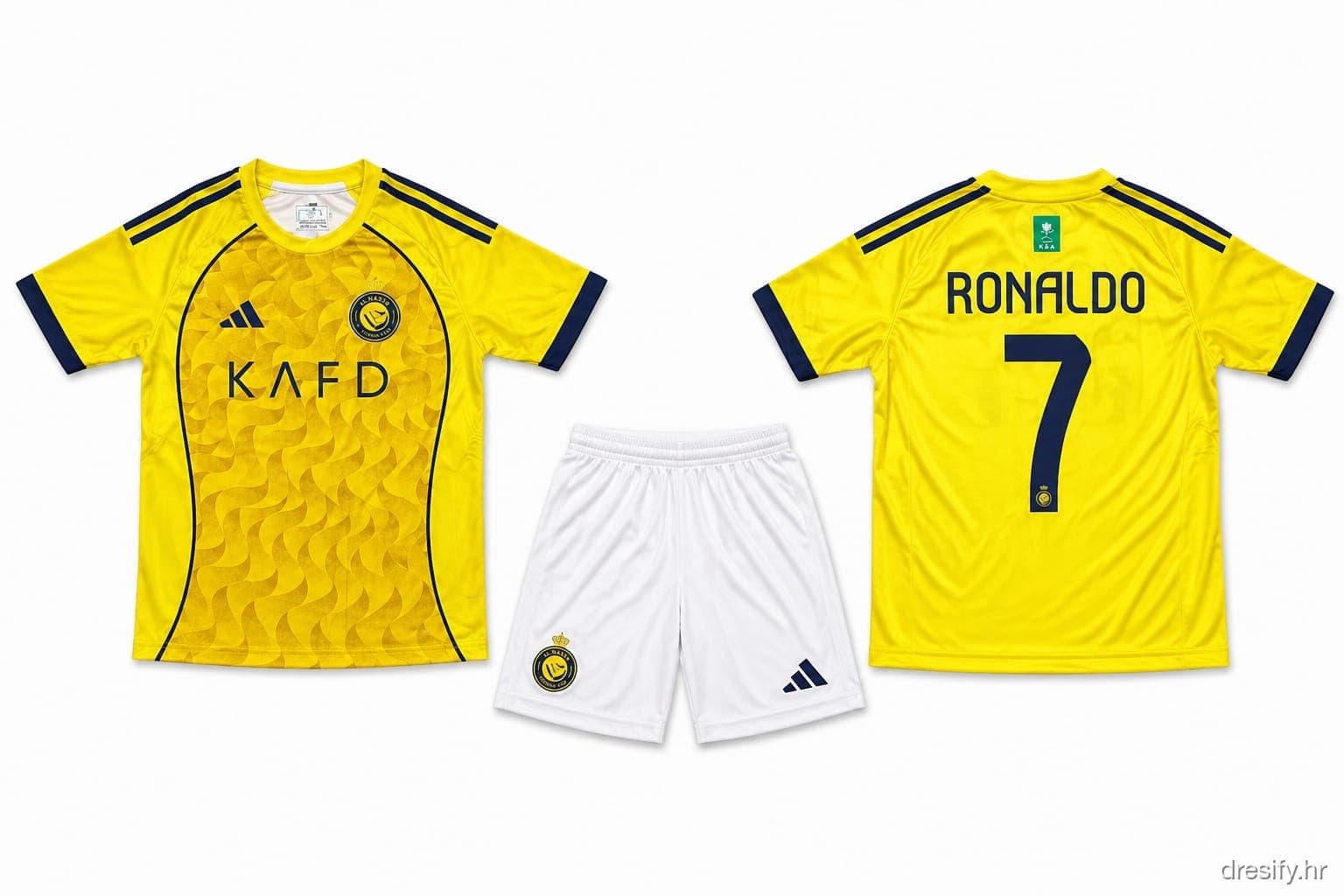 Al-Nassr Ronaldo nr7 — žuti KAFD Prednja i stražnja strana