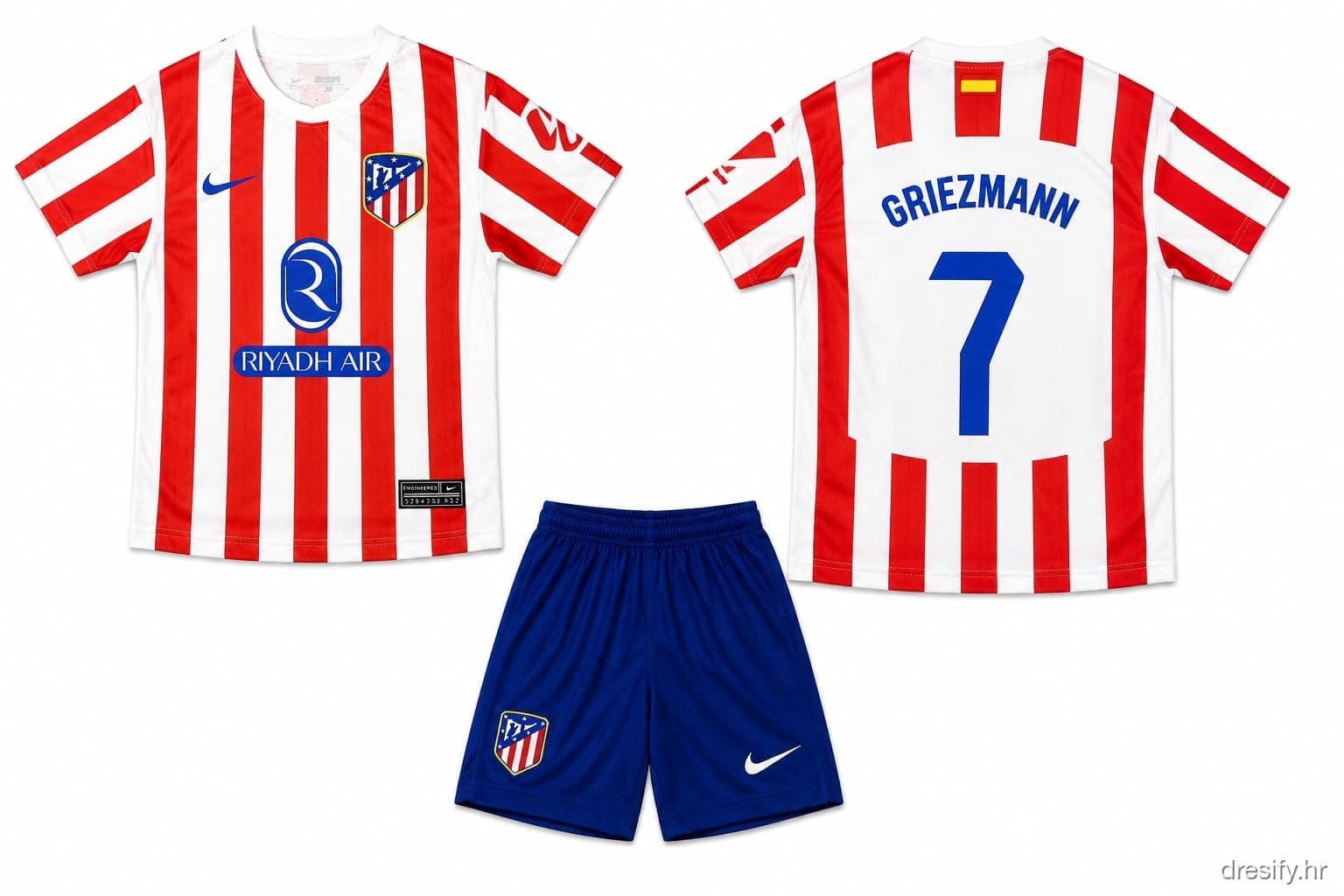 Atletico Madrid Griezmann nr7 Prednja i stražnja strana