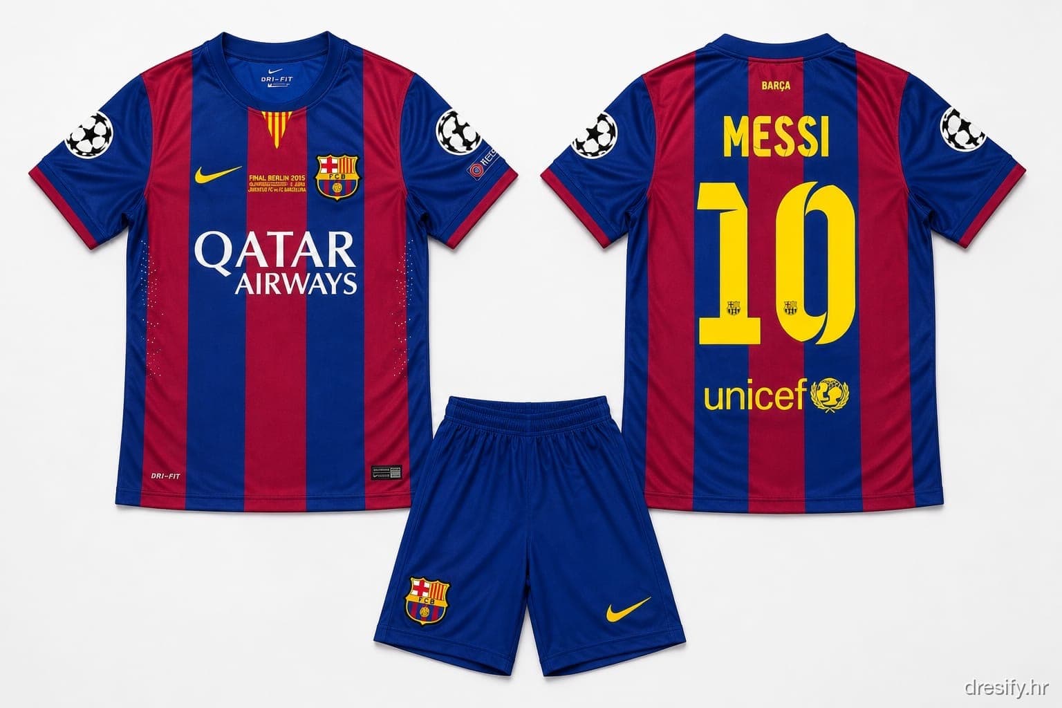 FC Barcelona Messi nr10 — CL Berlin 2015 Prednja i stražnja strana