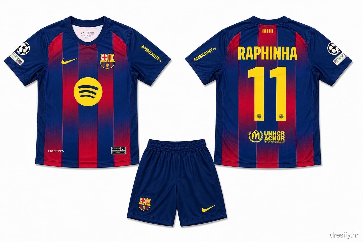 FC Barcelona Raphinha nr11 — domaći CL Prednja i stražnja strana