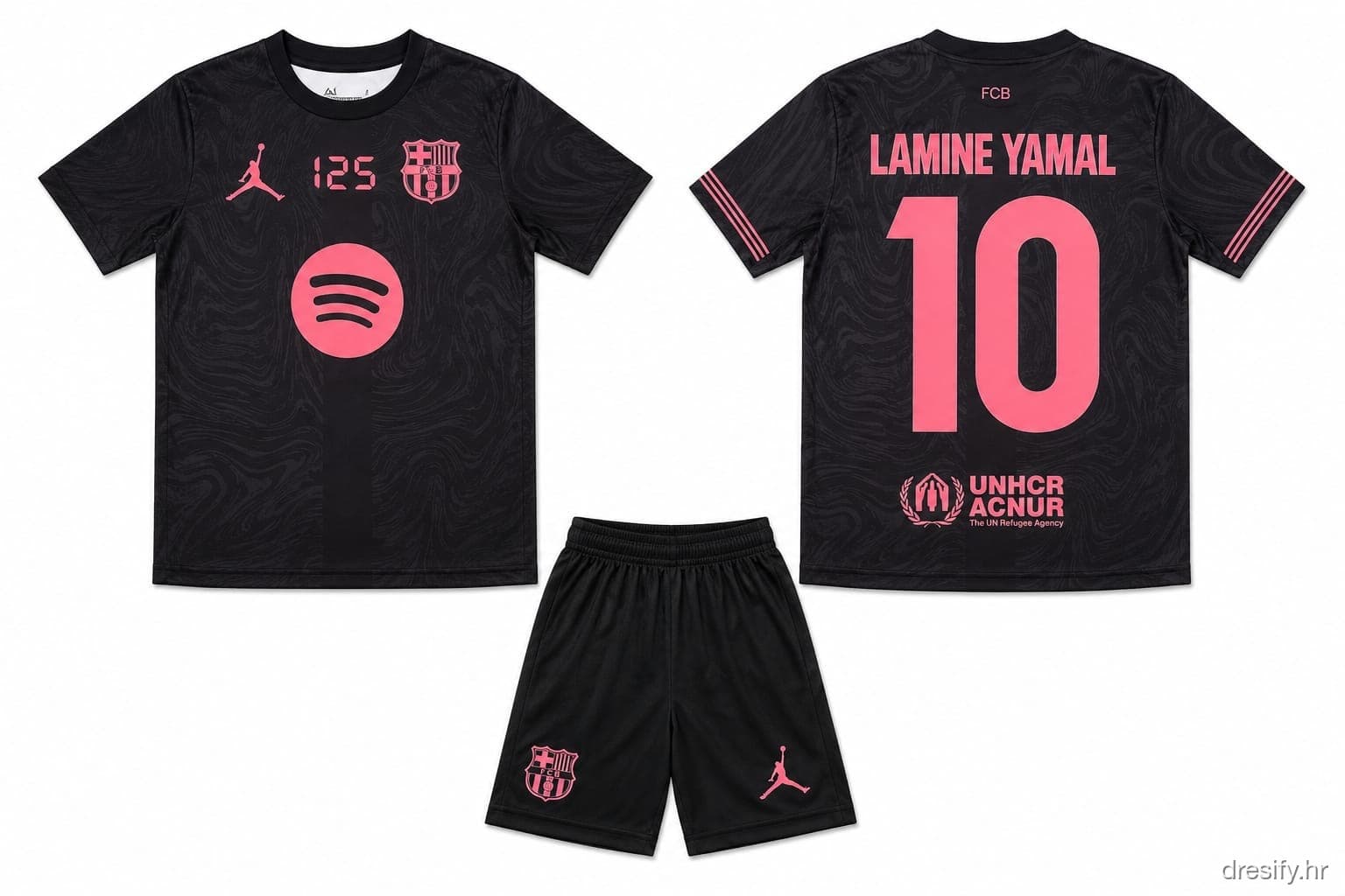 FC Barcelona Yamal nr10 — crni/rozi Prednja i stražnja strana