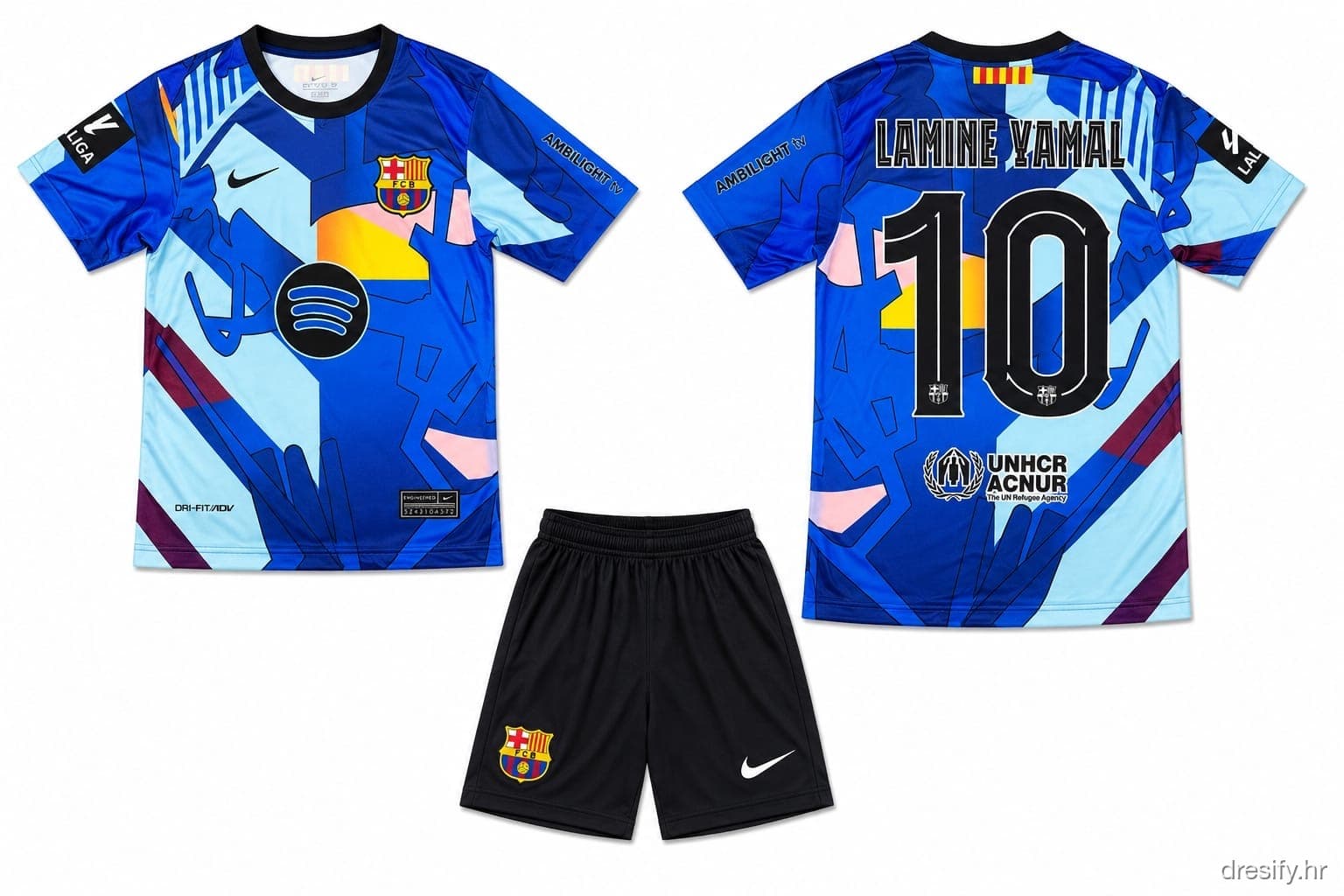 FC Barcelona Yamal nr10 — plavi Prednja i stražnja strana