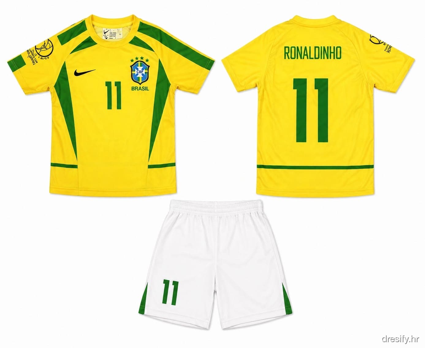 Brazil Ronaldinho nr11 — žuti SP Prednja i stražnja strana