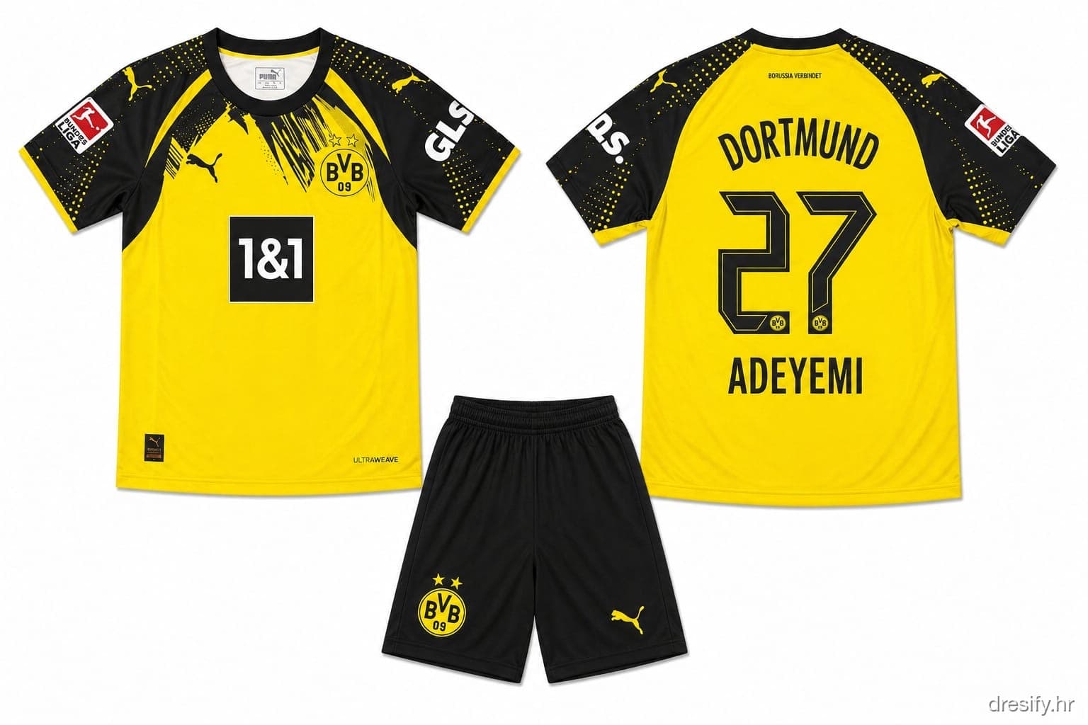 Borussia Dortmund Adeyemi nr27 Prednja i stražnja strana
