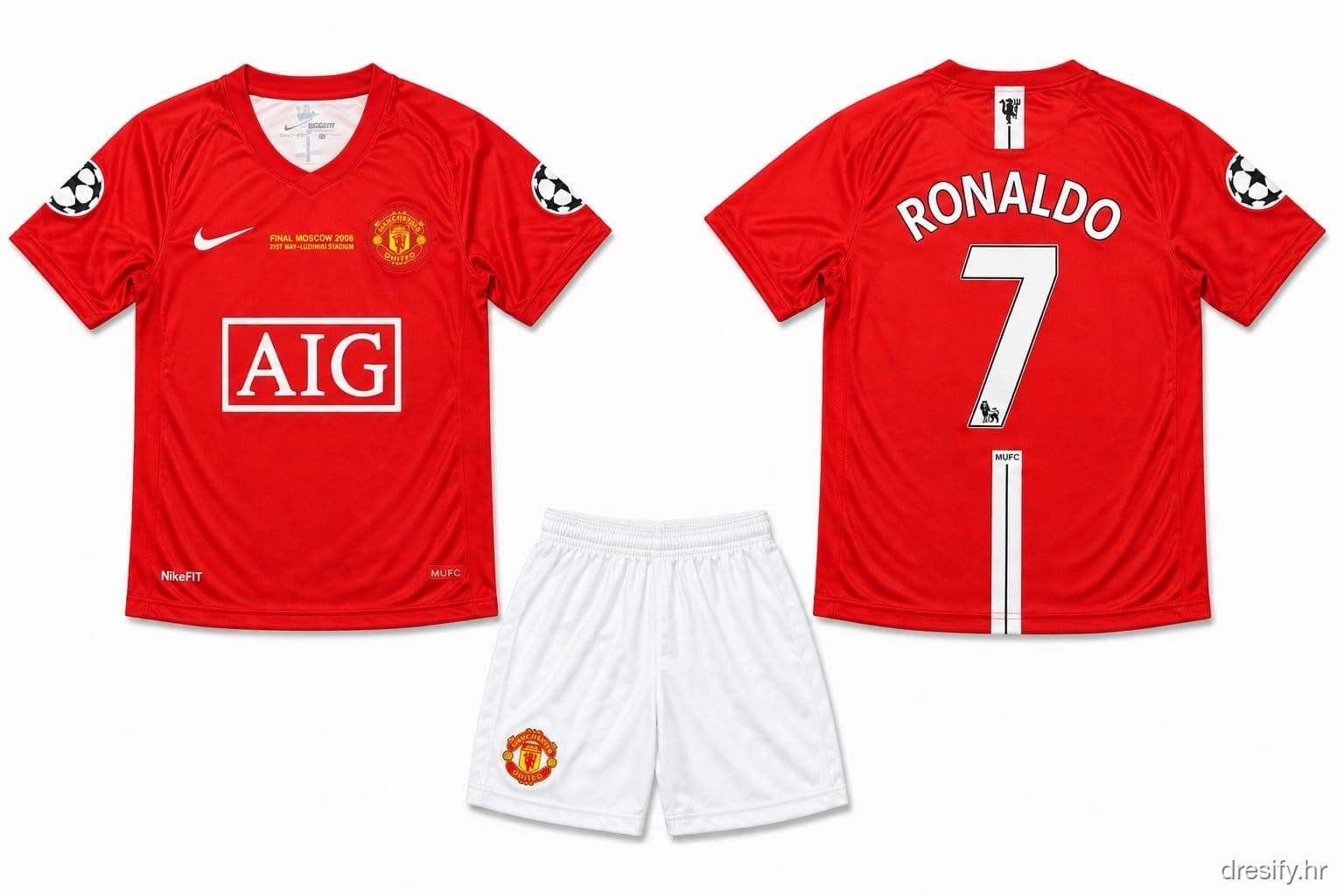 Manchester United Ronaldo nr7 — crveni UCL Prednja i stražnja strana