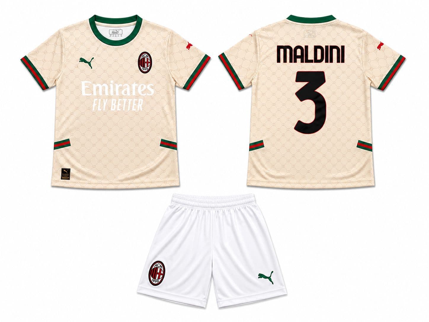 AC Milan Maldini nr3 — Gucci edition Prednja i stražnja strana