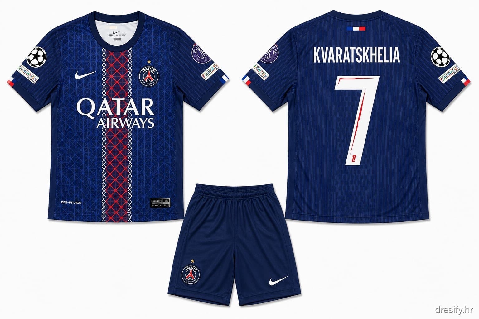 PSG Kvaratskhelia nr7 Prednja i stražnja strana