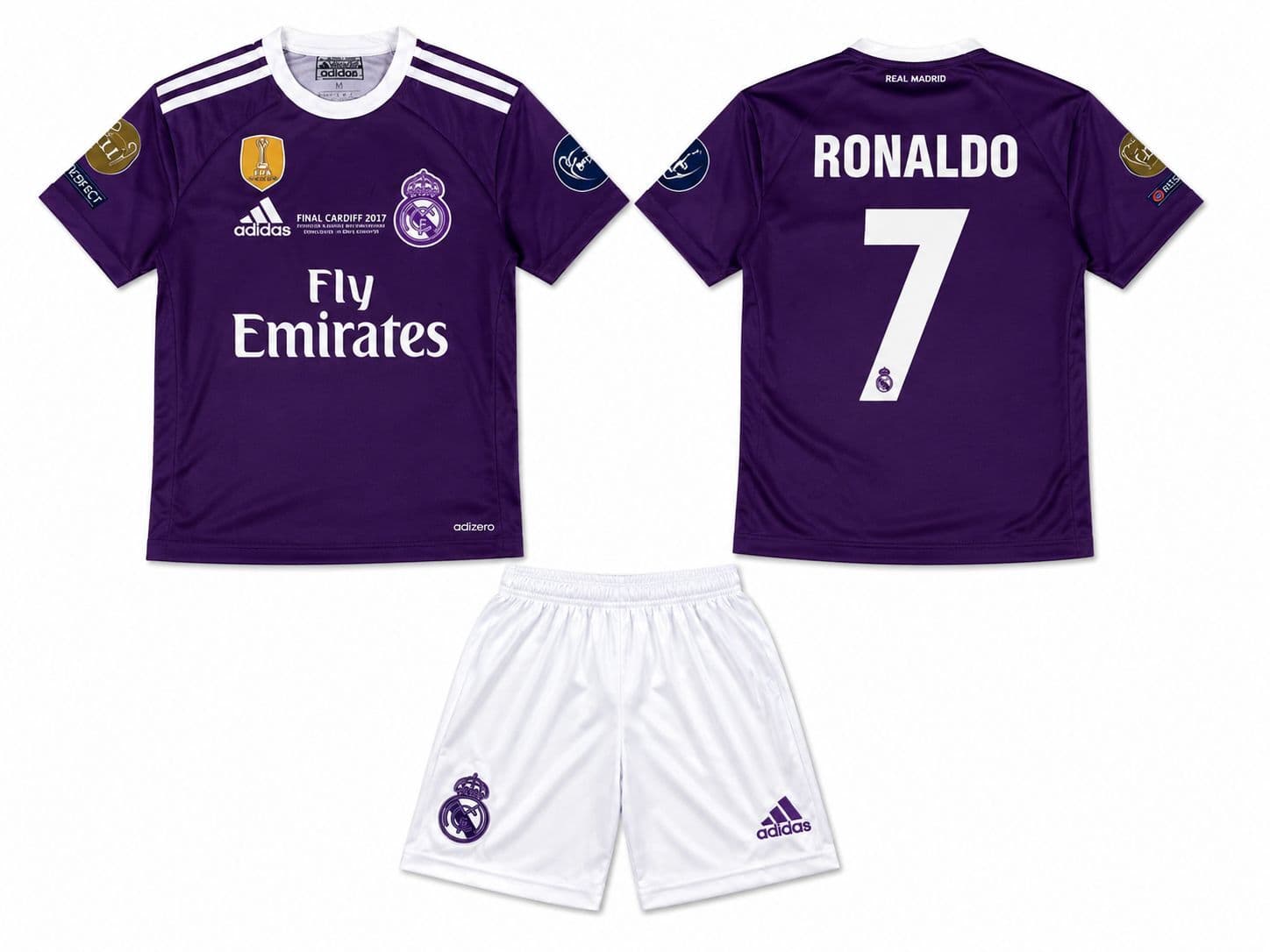 Real Madrid Ronaldo nr7 — ljubičasti CL Prednja i stražnja strana