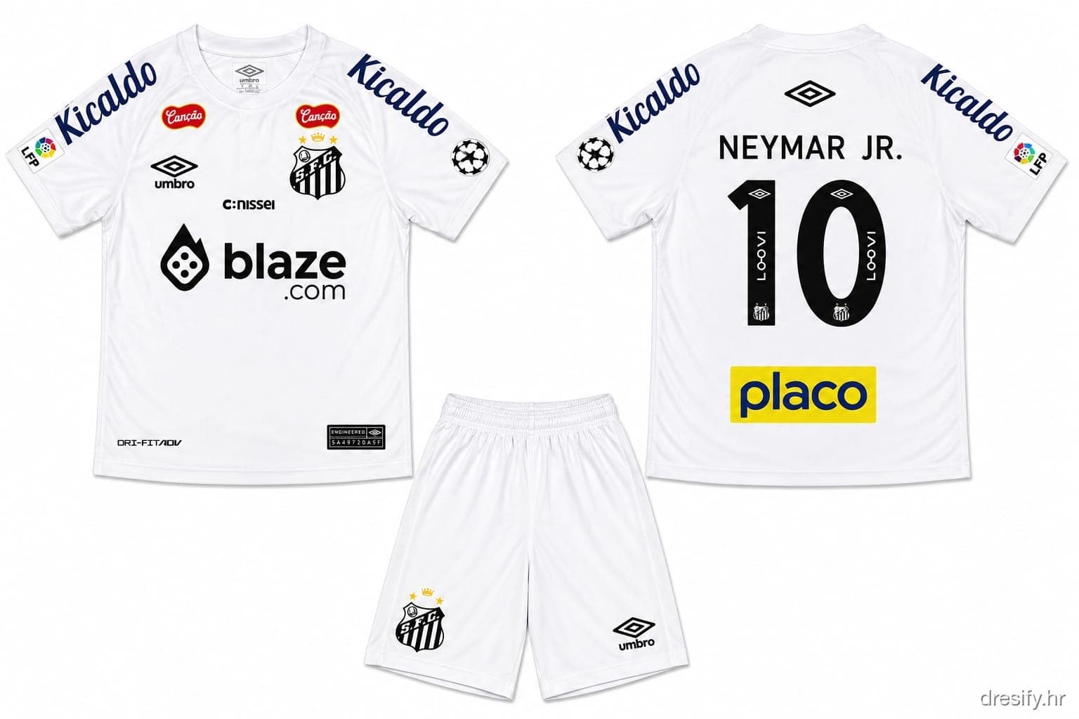 Santos Neymar Jr. nr10 — bijeli Prednja i stražnja strana